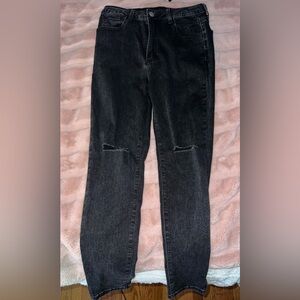 SHEIN High Rise Black Distressed Straight Leg Jeans – Size 6